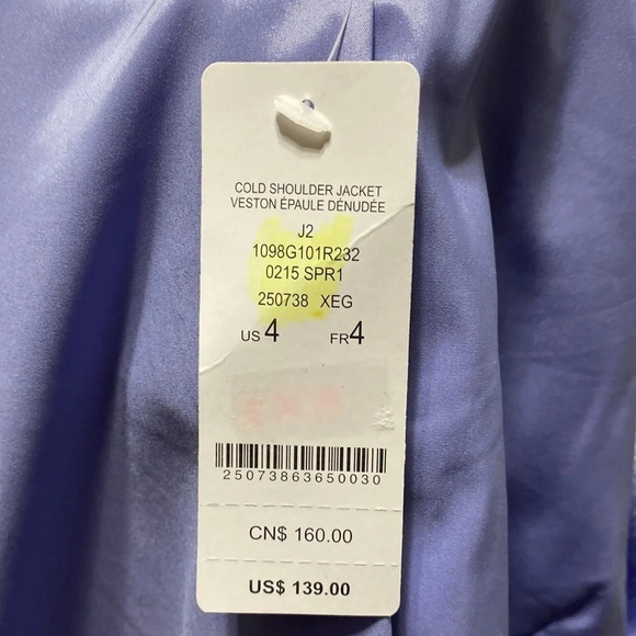 Bebe NEW Y2K Retro Blue Textured Satin Jacket With Pockets Shoulder Pads Size 4 - Picture 10 of 10